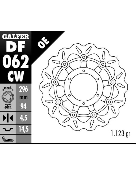 Disque de frein GALFER wave flottant route 296x4,5mm - HONDA CB-F HORNET 600 (07)