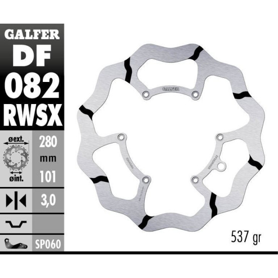 Disque de frein avant GALFER wave fixe GROOVE oversize 280mm - HONDA 250-450 CRF 2015-