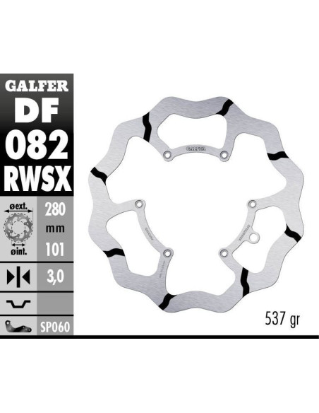 Disque de frein avant GALFER wave fixe GROOVE oversize 280mm - HONDA 250-450 CRF 2015-