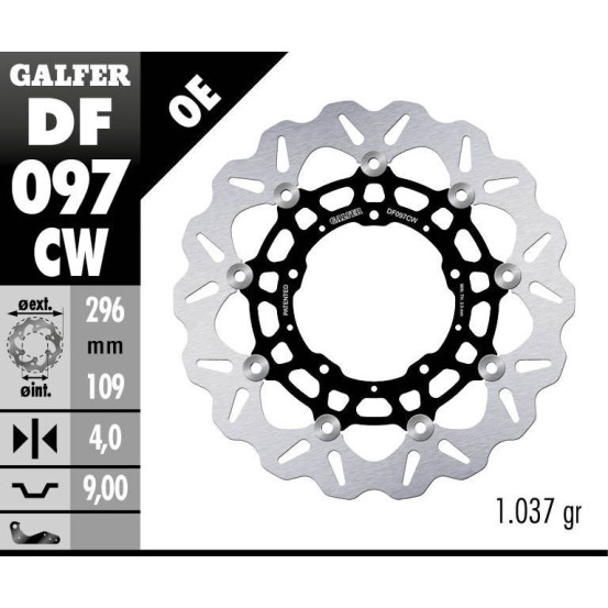 Disque de frein avant flottant Wave GALFER - 296 mm- HONDA X-ADV 750 FRONT (2017-)