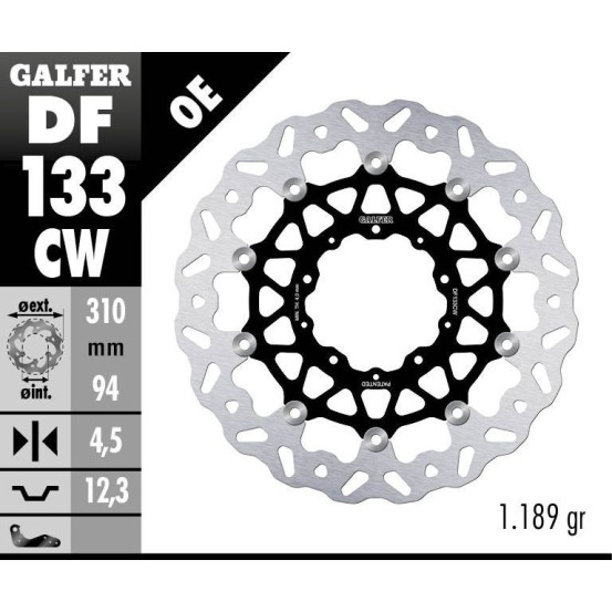 Disque de frein avant flottant Wave GALFER - 310 mm - HONDA CB1000 R NEO SPORTS CAFE 2018-