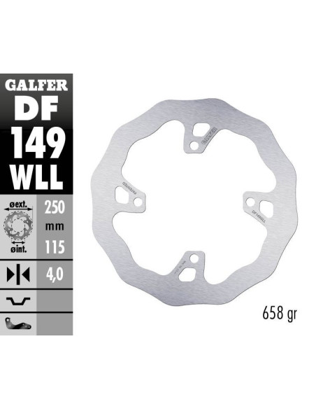 Disque de frein arrière fixe Wave GALFER- 250 mm- KAWASAKI KX 450F 2019-
