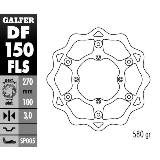 Disque de frein avant GALFER wave flottant oversize 270mm - KAWASAKI KX 125-250-500