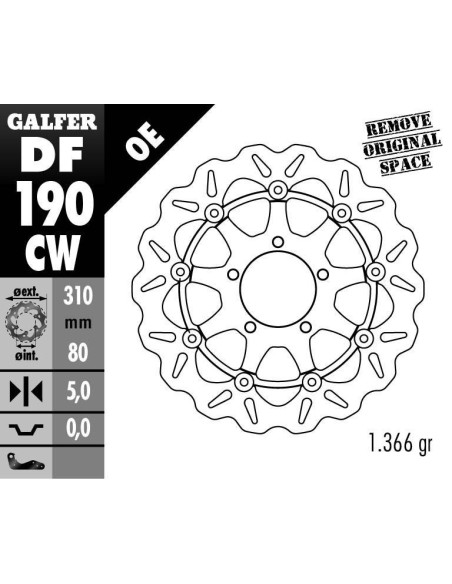 Disque de frein GALFER wave flottant route 310x5mm - KAWASAKI ZX 14 R (06)