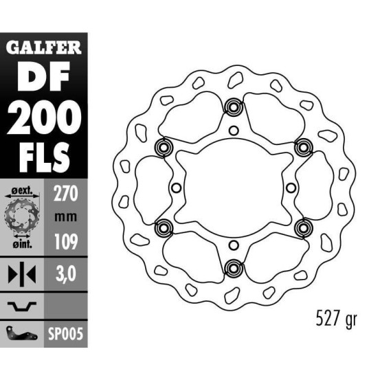 Disque de frein avant GALFER wave flottant oversize 270mm - KAWASAKI KX