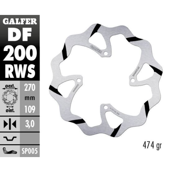 Disque de frein GALFER wave fixe oversize TSUNAMI 270x3mm - KAWASAKI KX