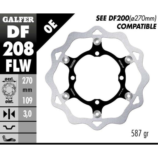 Disque de frein avant flottant Wave GALFER - 270 mm- KAWASAKI KX 250-450 F (15)