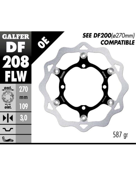 Disque de frein avant flottant Wave GALFER - 270 mm- KAWASAKI KX 250-450 F (15)