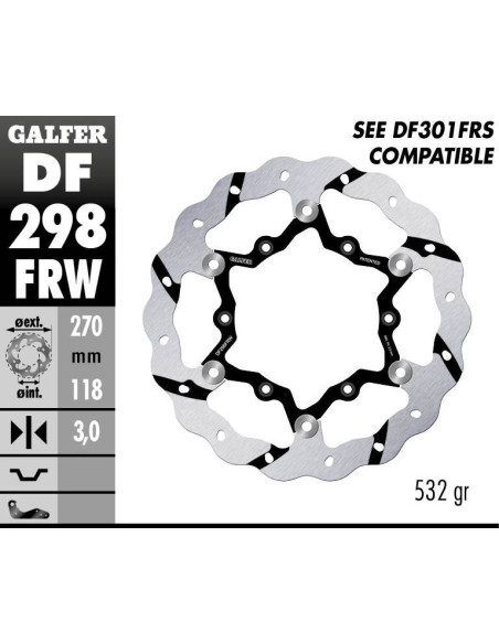 Disque de frein avant flottant Wave GALFER- 270 mm- YAMAHA YZ F 2016-