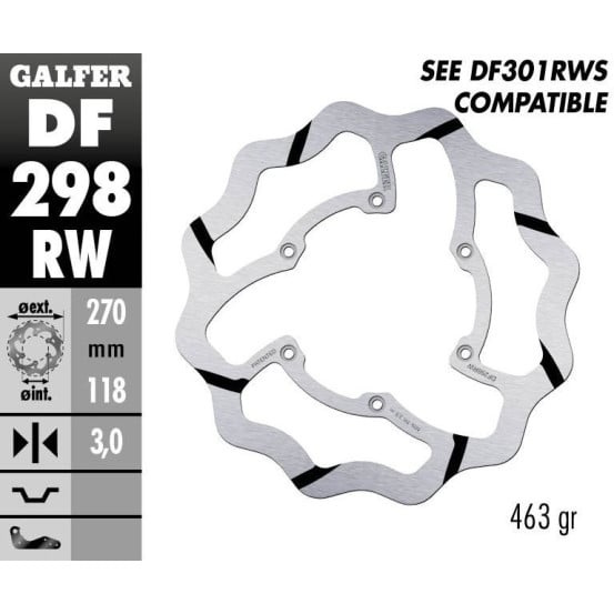 Disque de frein avant fixe Wave GALFER- 270 mm- YAMAHA YZ F 2016-