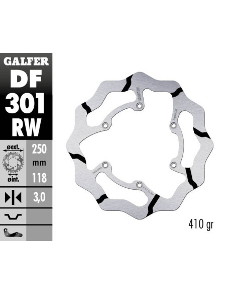 Disque de frein avant fixe Wave GALFER- 250 mm- YAMAHA YZ - YZF -2015