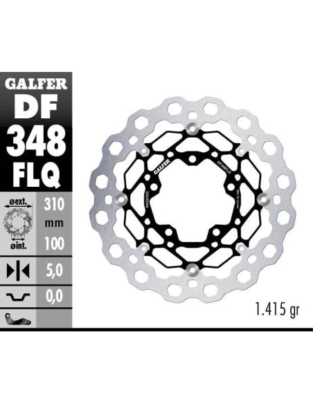 Disque de frein avant flottant GALFER CUBIQ - 310 mm - SUZUKI GSX R 600 - 750 - 1000