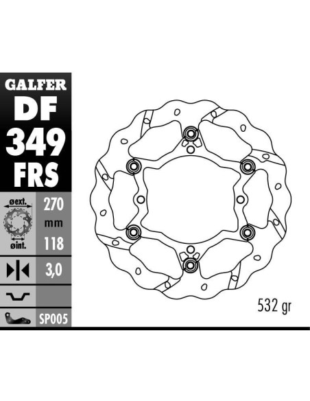 Disque de frein avant GALFER wave flottant oversize TSUNAMI 270mm - SUZUKI RM Z