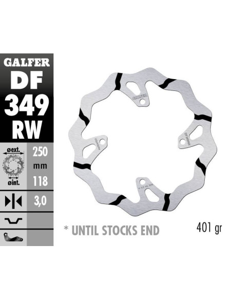 Disque de frein avant fixe Wave GALFER- 250 mm- SUZUKI RM Z