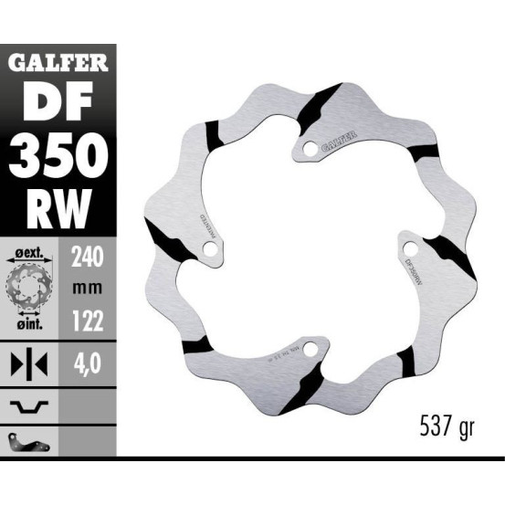 Disque de frein arrière fixe Wave GALFER- 240 mm- SUZUKI RM Z