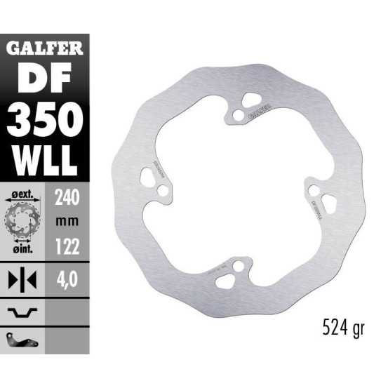 Disque de frein arrière fixe Wave GALFER- 240 mm- SUZUKI RM Z