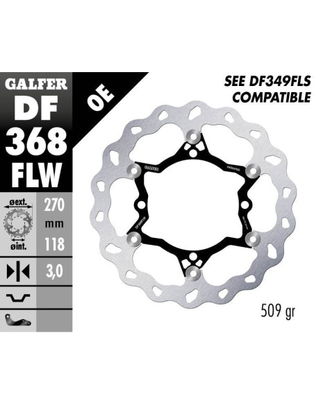Disque de frein avant flottant Wave GALFER - 270 mm- SUZUKI RM-Z / RMX-Z 250 / 450