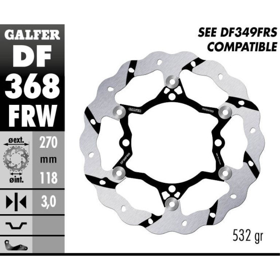 Disque de frein avant flottant Wave GALFER- 270 mm- SUZUKI RM-Z / RMX-Z 250 / 450