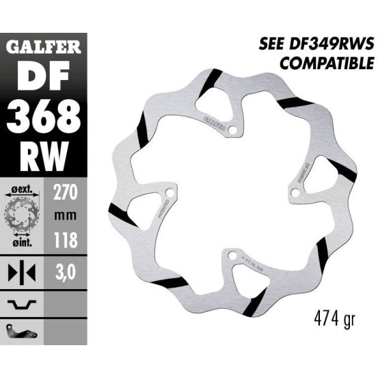 Disque de frein avant fixe Wave GALFER- 270 mm- SUZUKI RM-Z / RMX-Z 250 / 450