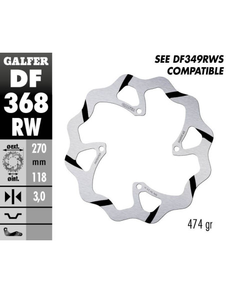 Disque de frein avant fixe Wave GALFER- 270 mm- SUZUKI RM-Z / RMX-Z 250 / 450