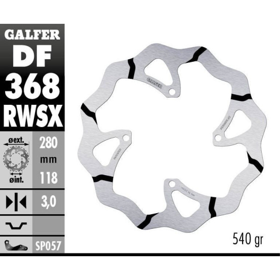 Disque de frein avant GALFER wave fixe GROOVE oversize 280mm - SUZUKI RMX 450 Z 2018-