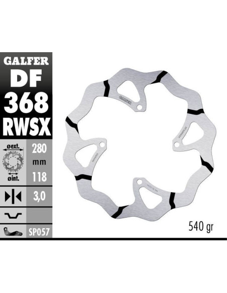 Disque de frein avant GALFER wave fixe GROOVE oversize 280mm - SUZUKI RMX 450 Z 2018-