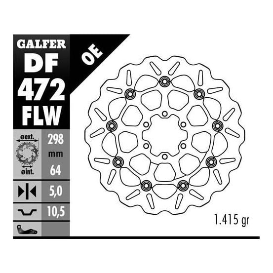 Disque de frein GALFER wave flottant 298x5mm - INDIAN & VICTORY