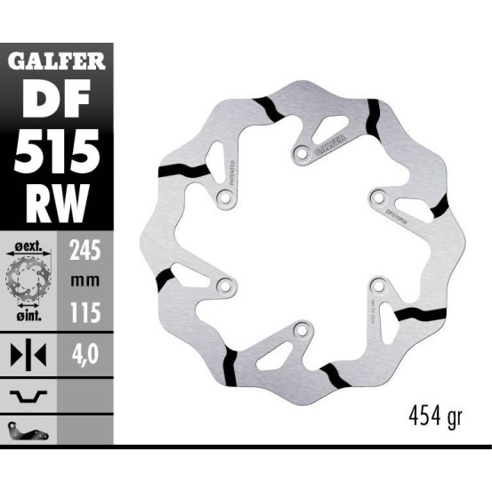 Disque de frein arrière fixe Wave GALFER- 245 mm- YAMAHA YZ 450 F 2018-2019