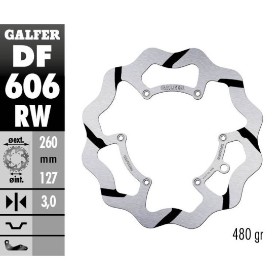 Disque de frein avant fixe Wave GALFER- 260 mm- KTM & HUSQVARNA