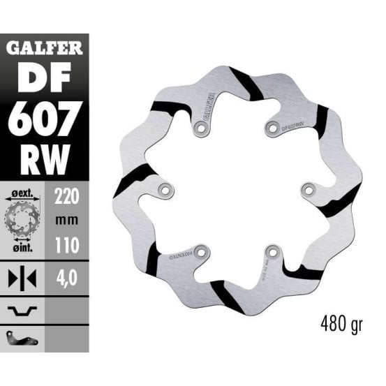 Disque de frein arrière fixe Wave GALFER- 220 mm- KTM & HUSQVARNA