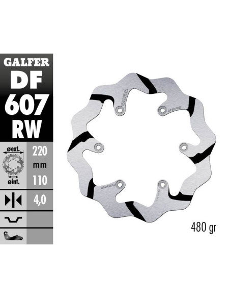 Disque de frein arrière fixe Wave GALFER- 220 mm- KTM & HUSQVARNA