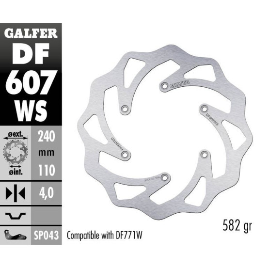 Disque de frein arrière fixe Wave GALFER - 240 mm - KTM & HUSQVARNA OFF-ROAD