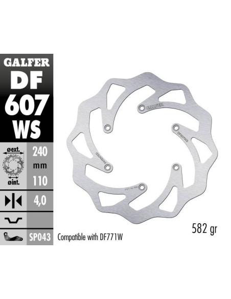 Disque de frein arrière fixe Wave GALFER - 240 mm - KTM & HUSQVARNA OFF-ROAD