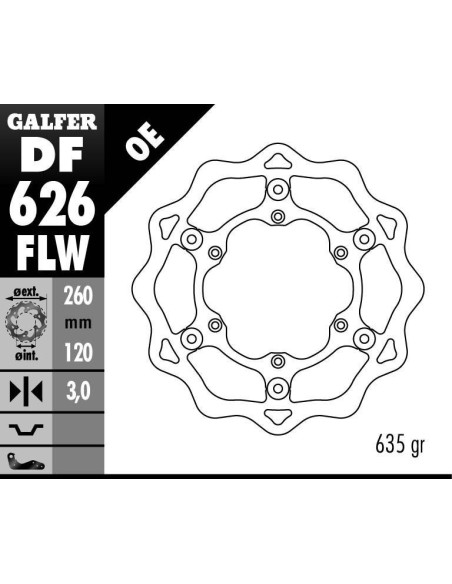 Disque de frein GALFER wave flottant 260x3mm - HUSABERG 501 MC-350 MC