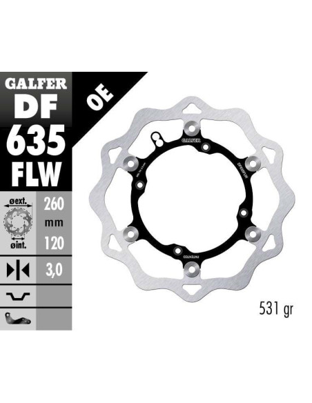 Disque de frein avant flottant Wave GALFER - 260 mm- HUSQVARNA TE