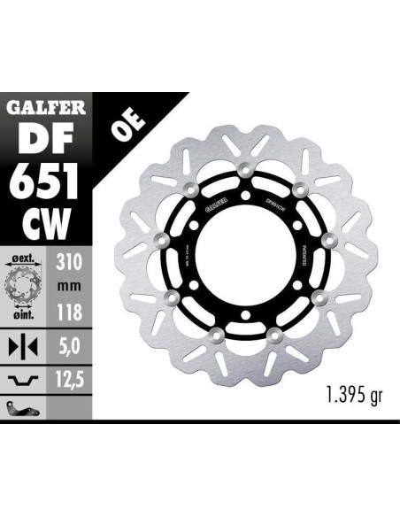 Disque de frein avant flottant Wave GALFER - 310 mm- TRIUMPH DAYTONA 92