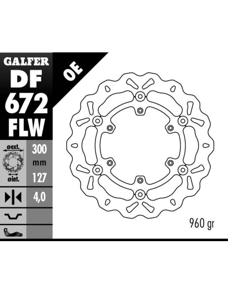 Disque de frein GALFER wave flottant 300x4mm