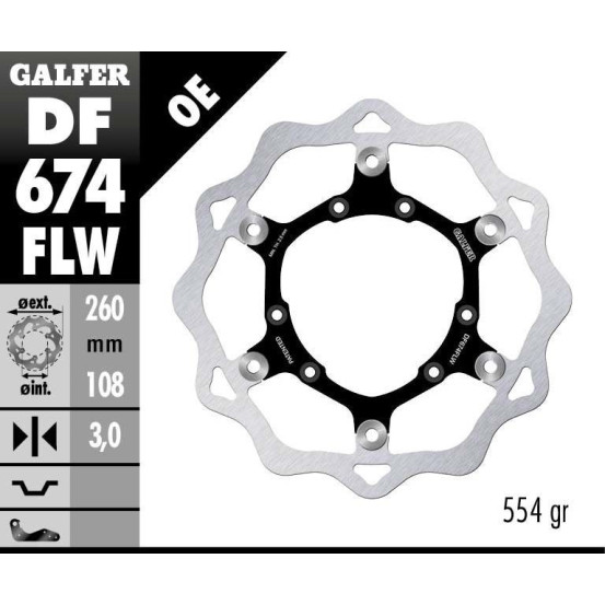 Disque de frein avant flottant Wave GALFER - 260 mm- RIEJU MRX - TANGO