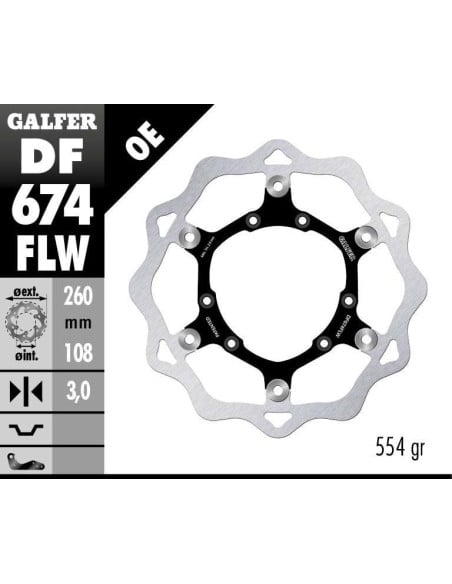 Disque de frein avant flottant Wave GALFER - 260 mm- RIEJU MRX - TANGO