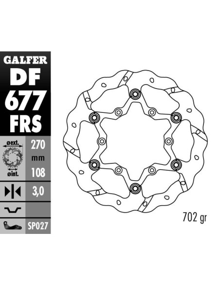 Disque de frein avant GALFER wave flottant oversize TSUNAMI 270mm - GAS GAS