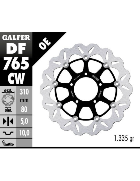 Disque de frein flottant Wave GALFER - 310 mm - MV AUGUSTA BRUTALE (01-06)
