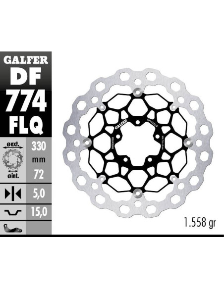 Disque de frein avant flottant GALFER CUBIQ - 330 mm- DUCATI PANIGALE - STREETFIGHTER