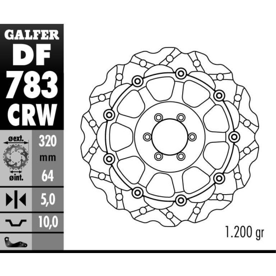 Disque de frein GALFER wave TSUNAMI route 320x5mm