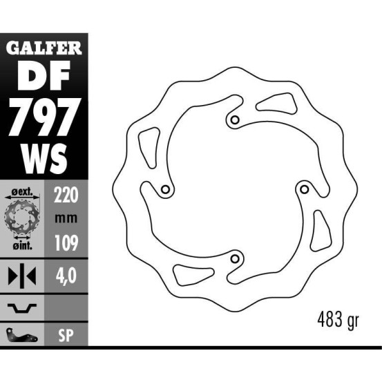 Disque de frein GALFER fixe oversize wave 220x4mm - KTM SX 85