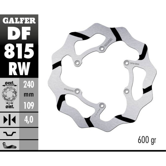 Disque de frein arrière fixe Wave GALFER- 240 mm- BETA RR 4T