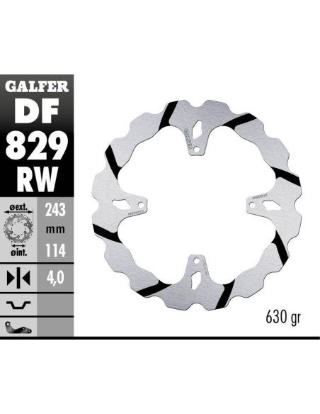 Disque de frein arrière fixe Wave GALFER- 243 mm - TM SMX 660 F (09)