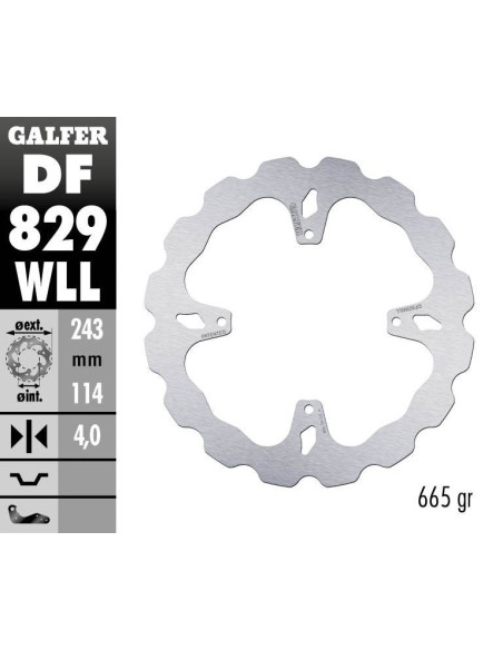 Disque de frein arrière fixe Wave GALFER- 243 mm - TM 660 F