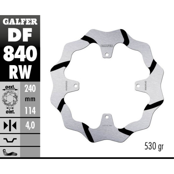 Disque de frein arrière fixe Wave GALFER- 240 mm- TM SMX 660 F (15)