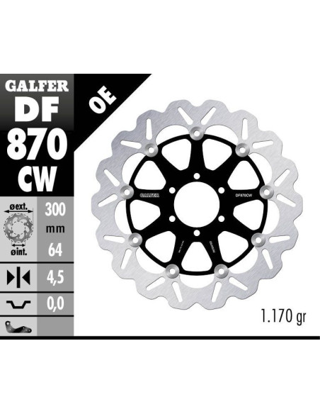 Disque de frein flottant Wave GALFER - 300 mm- DUCATI (06)