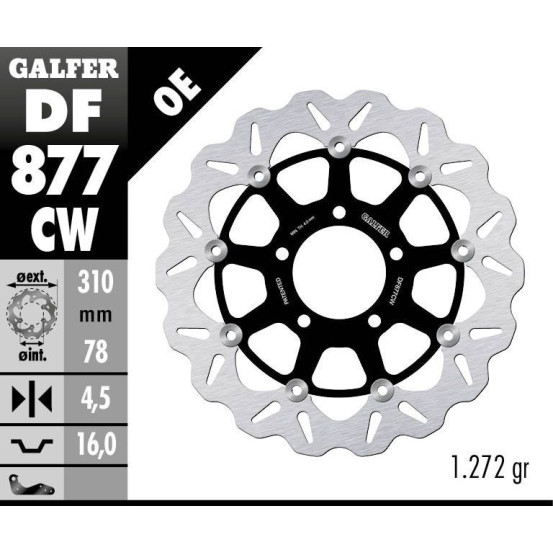 Disque de frein flottant Wave 310 mm GALFER - TRIUMPH DAYTONA 650 (05)